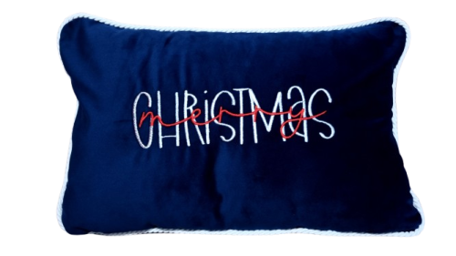 Poduszka świąteczna granatowa merry christmas