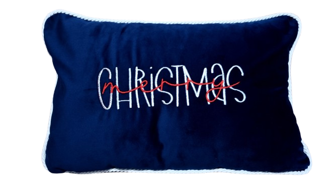 Poduszka świąteczna granatowa merry christmas