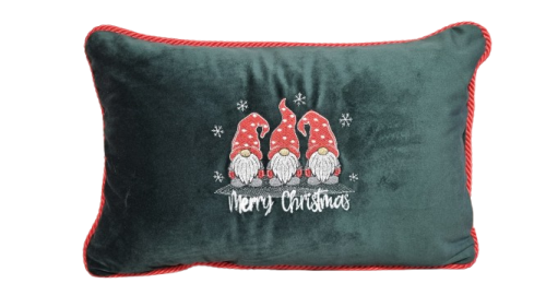 Poduszka świąteczna zielona krasnale