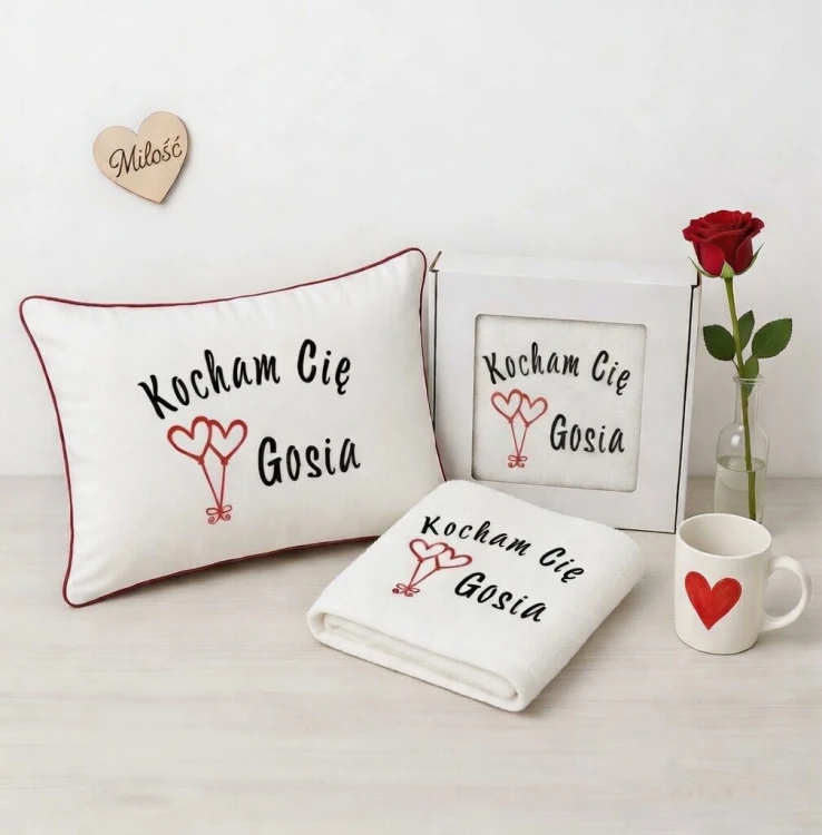 poduszka i ręcznik kocham Cię