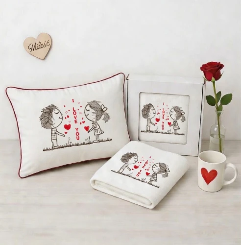 poduszka i ręcznik zakochana para