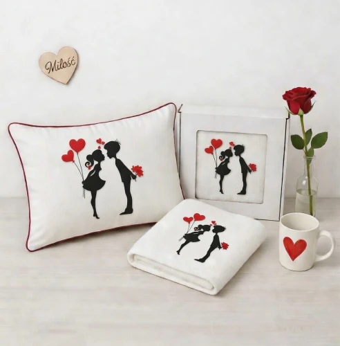 poduszka i ręcznik zakochana para