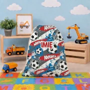 Duży bawełniany worek na pościel do przedszkola 50x60 cm, wzór w football, piłkę nożną pasujący do kompletu pościeli z personalizowanym haftem.
