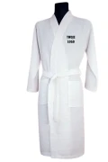 Biały szlafrok hotelowy Waffle o strukturze gofra fason kimono