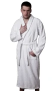 Gruby i mięsisty biały szlafrok hotelowy frotte Classic 450 GSM 100% bawełna Premium Premium z kołnierzem