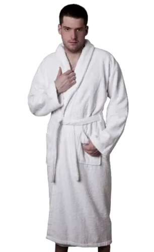Klasyczny biały szlafrok hotelowy frotte Classic 350 GSM 100% bawełna z kołnierzem