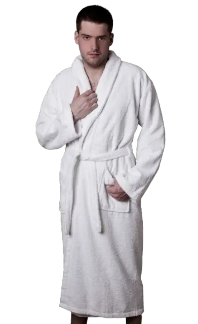 Klasyczny biały szlafrok hotelowy frotte Classic 350 GSM 100% bawełna z kołnierzem