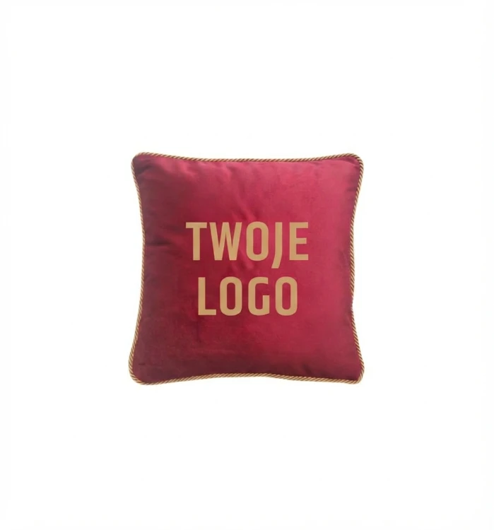 Elegancka poduszka reklamowa z haftem logo firmy w rozmiarze 45x45 cm