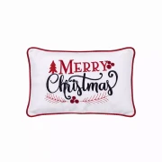 Zielona poszewka welurowa 45x45 z haftowanym złotym napisem Merry Christmas i ozdobnym sznurem