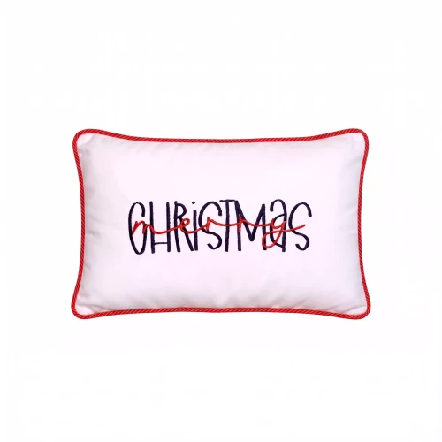 Biała poduszka ozdobna na Boże Narodzenie z napisem Christmas w rozmiarze 30x50