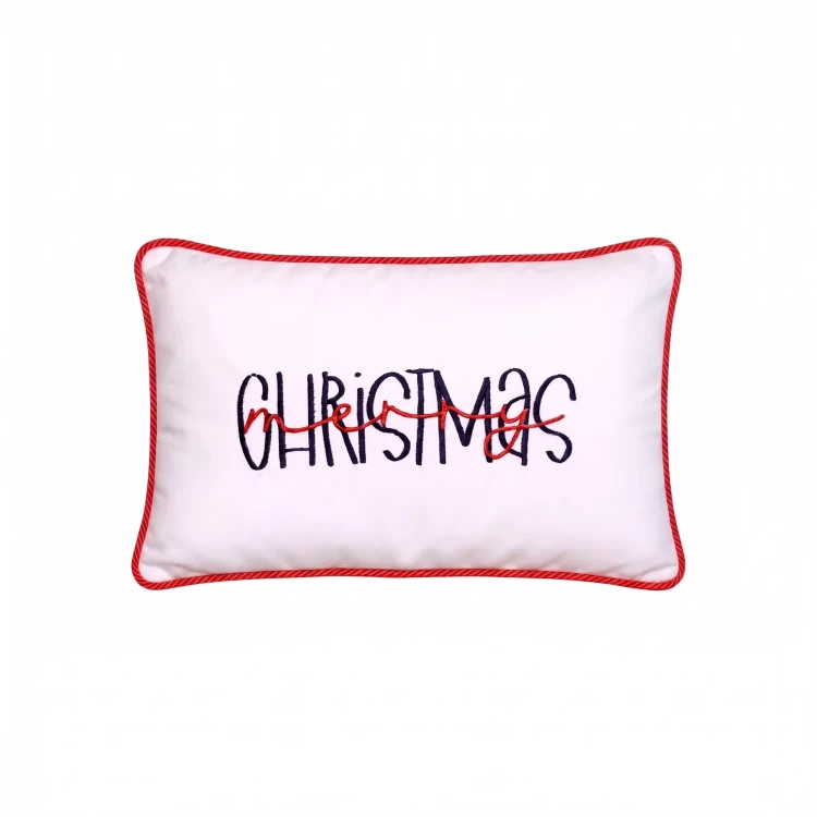 Biała poduszka ozdobna na Boże Narodzenie z napisem Christmas w rozmiarze 30x50