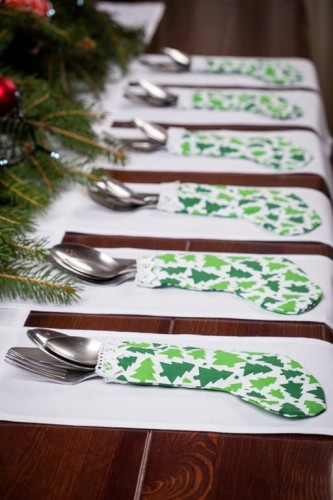 etui na sztućce zielone na Boże Narodzenie