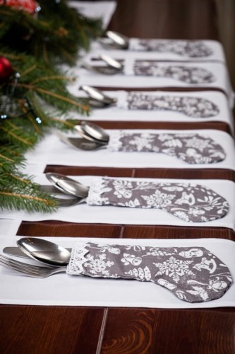 etui na sztućce szare na Boże Narodzenie